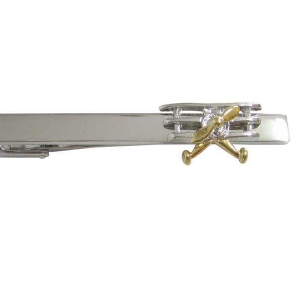 Gold and Silver Toned TriPlane Square Tie Clip - Picture 1 of 2